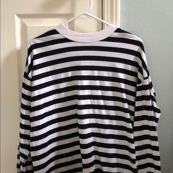 striped mock neck long sleeve